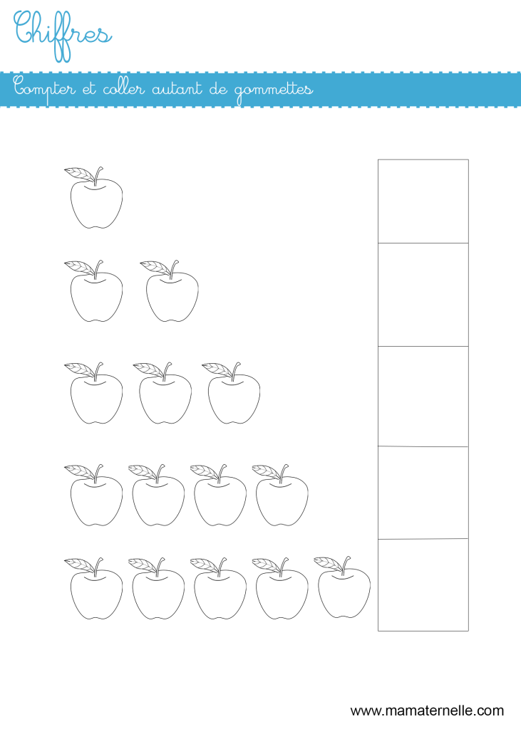 Petite section - Chiffres : compter et coller des gommettes
