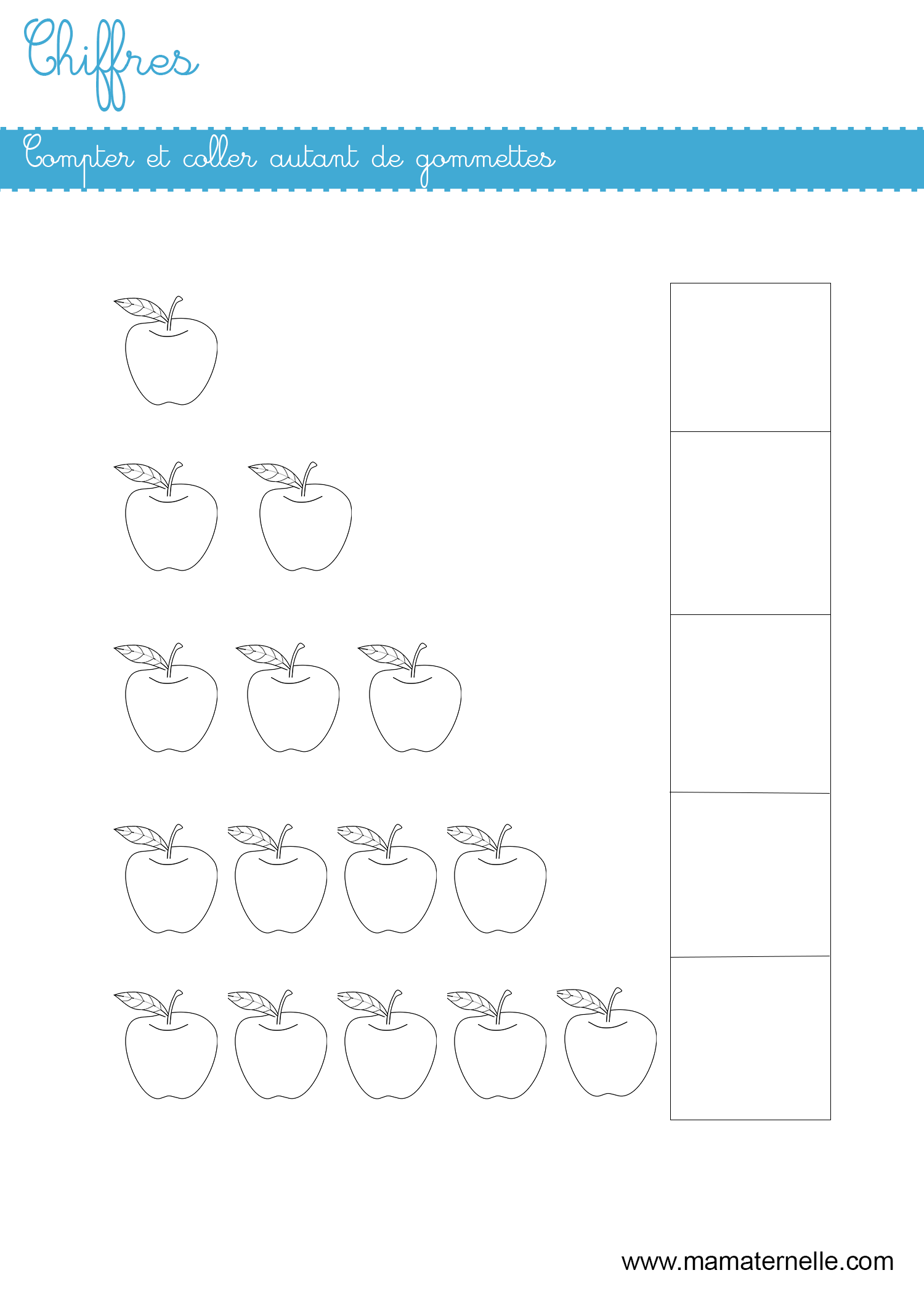 Chiffres : compter et coller des gommettes - Ma Maternelle