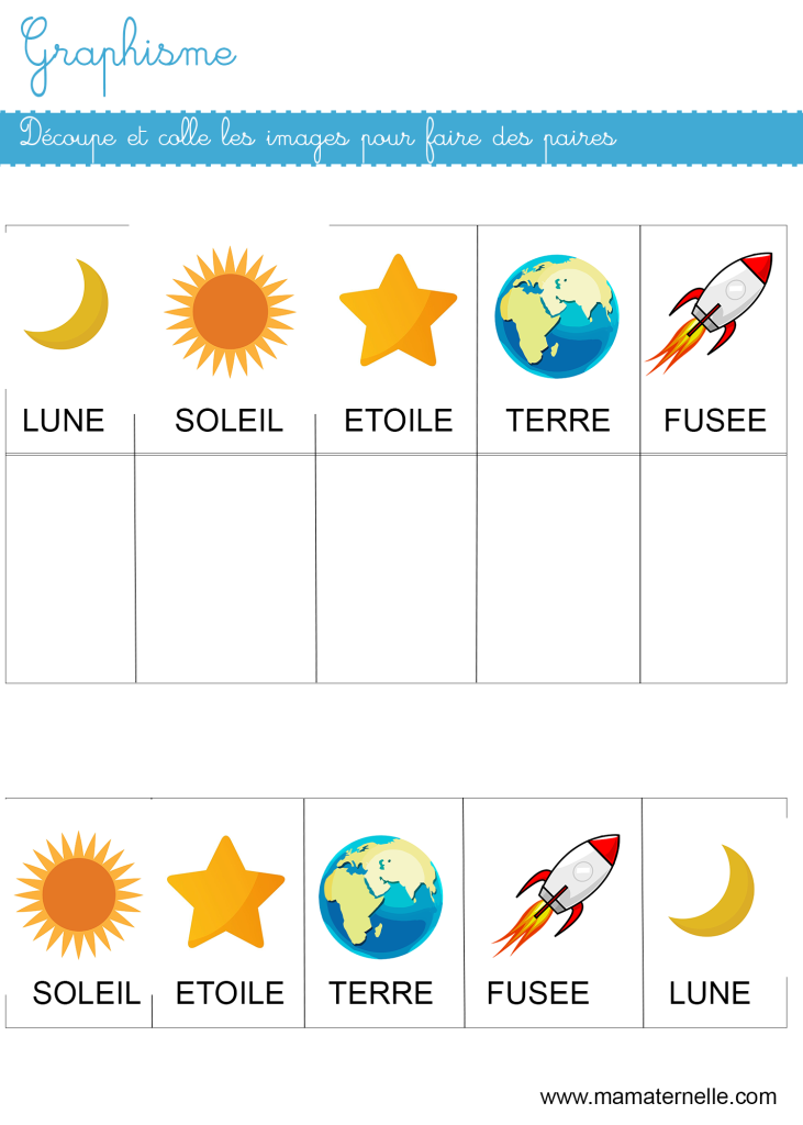 Moyenne section - Graphisme : découpe et colle pour faire des paires