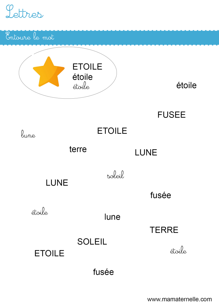 Grande section - Lettres : entoure le bon mot