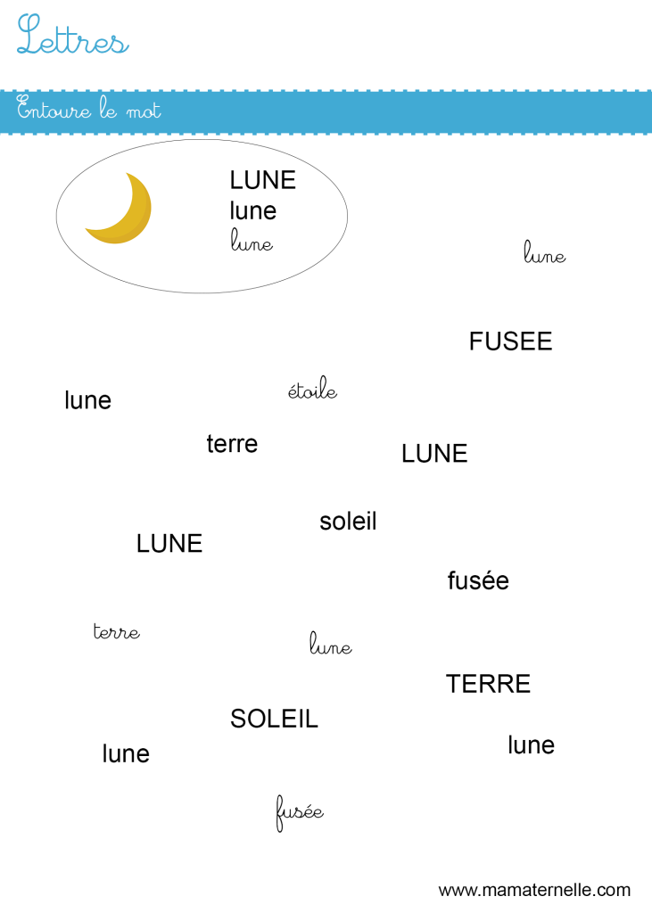 Grande section - Lettres : entoure le bon mot