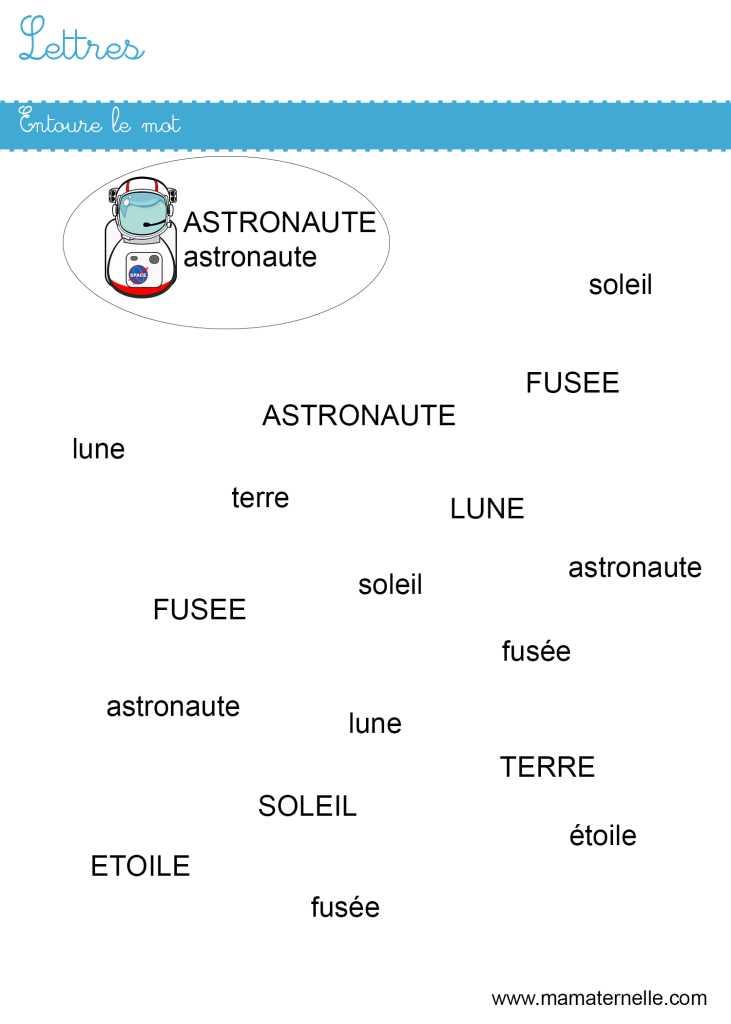 Moyenne section - Lettres : entourer le bon mot