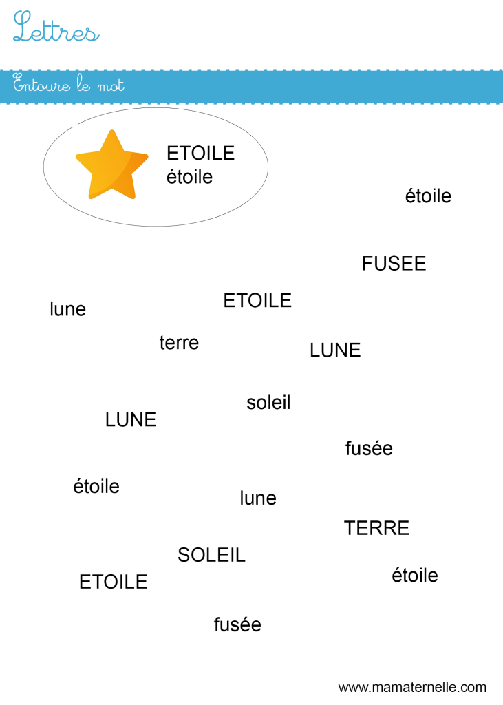 Moyenne section - Lettres : entoure le bon mot