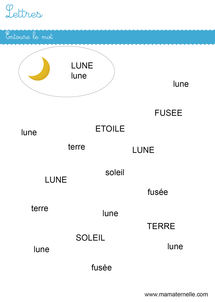 Moyenne section - Lettres : entoure le bon mot