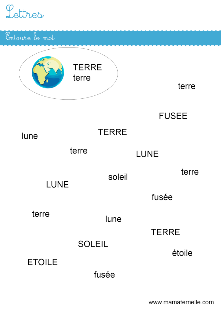 Moyenne section - Lettres : entoure le bon mot