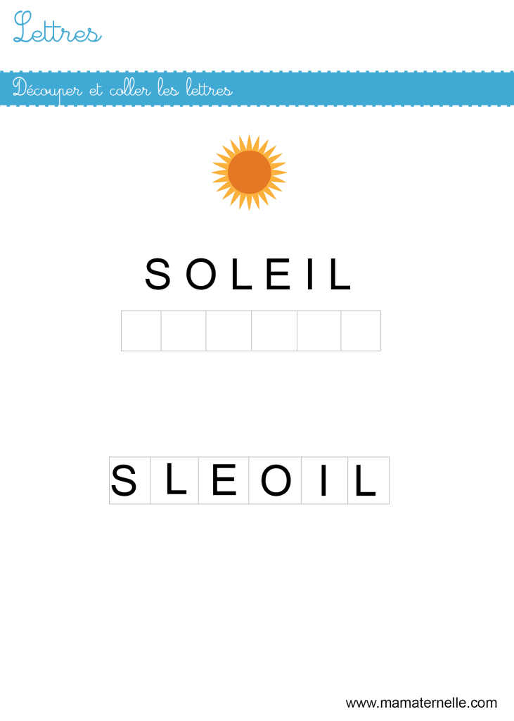 Petite section - Lettres : découper et coller les lettres