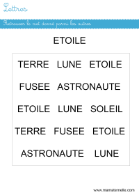 Moyenne section - Lettres : retrouver le mot « pomme »