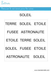 Moyenne section - Lettres : entourer le mot