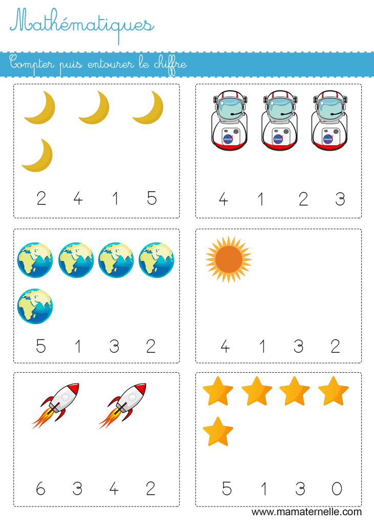 Mathématiques  compter puis entourer le chiffre  Ma Maternelle
