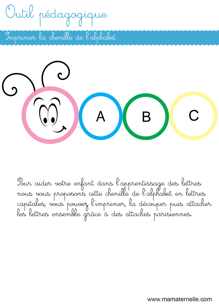 Activités - Outil pédagogique : chenille de l’alphabet