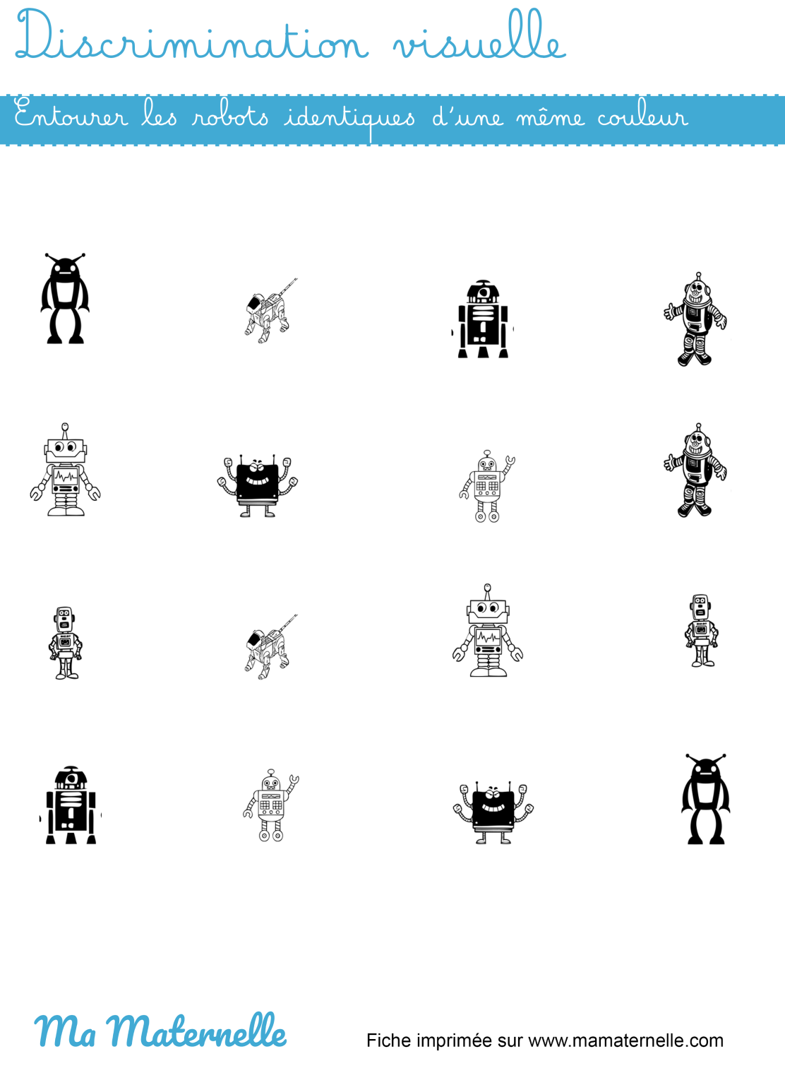 Discrimination visuelle : entourer les identiques - Ma Maternelle
