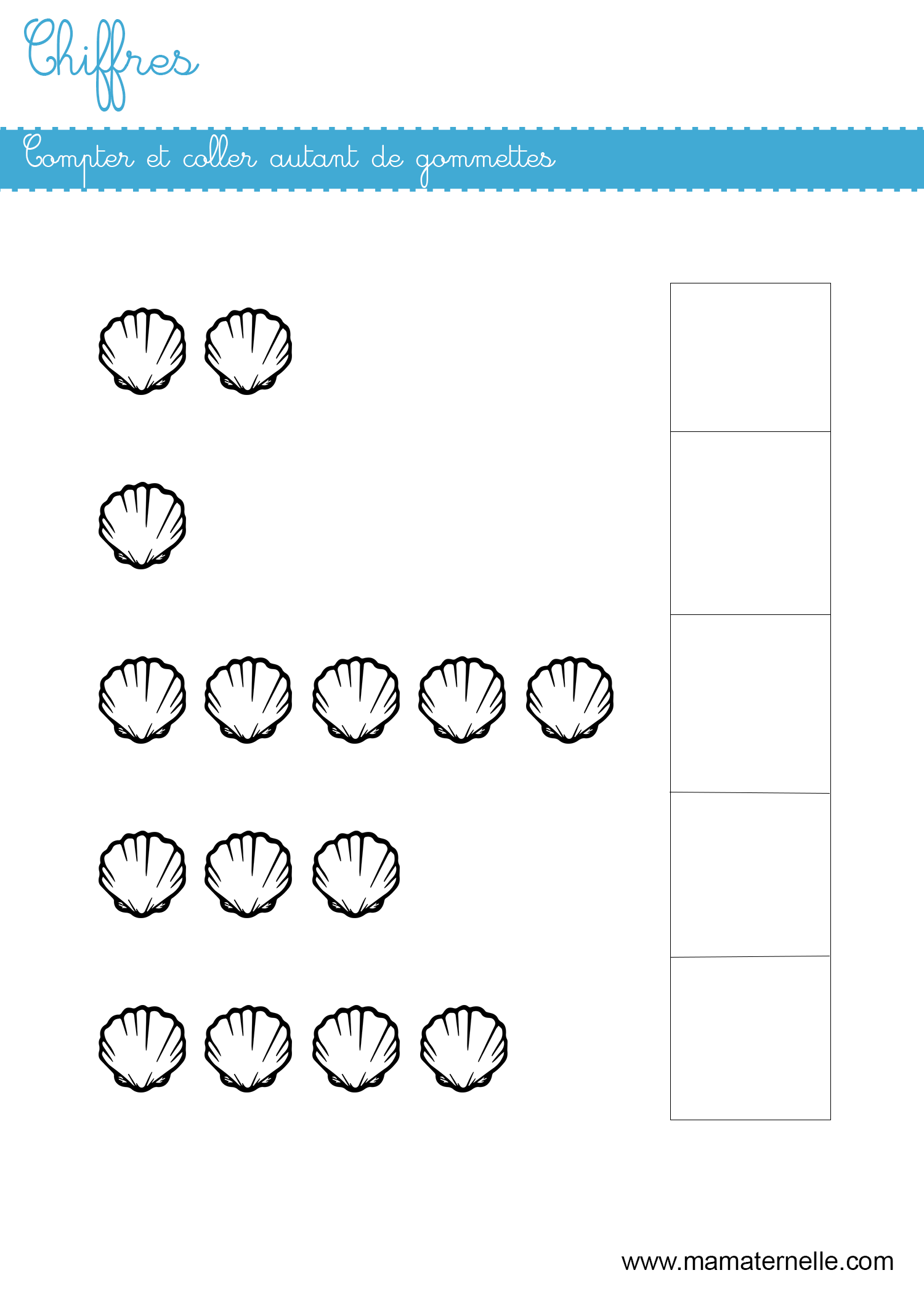 Chiffres : compter puis coller des gommettes - Ma Maternelle