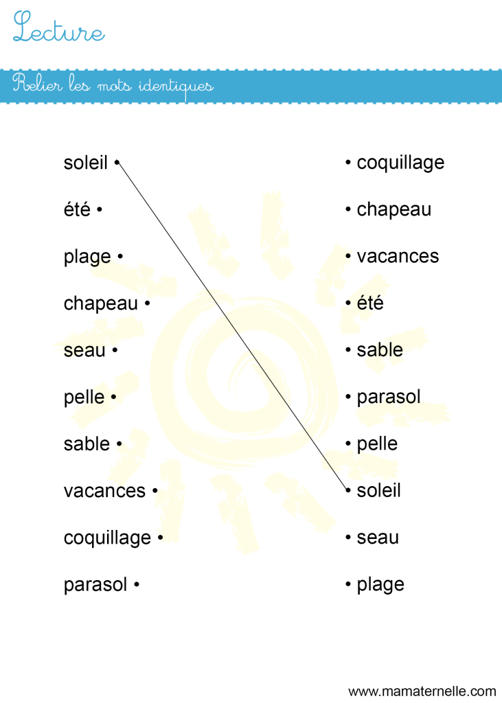 Grande section - Lettres : relier les mots identiques