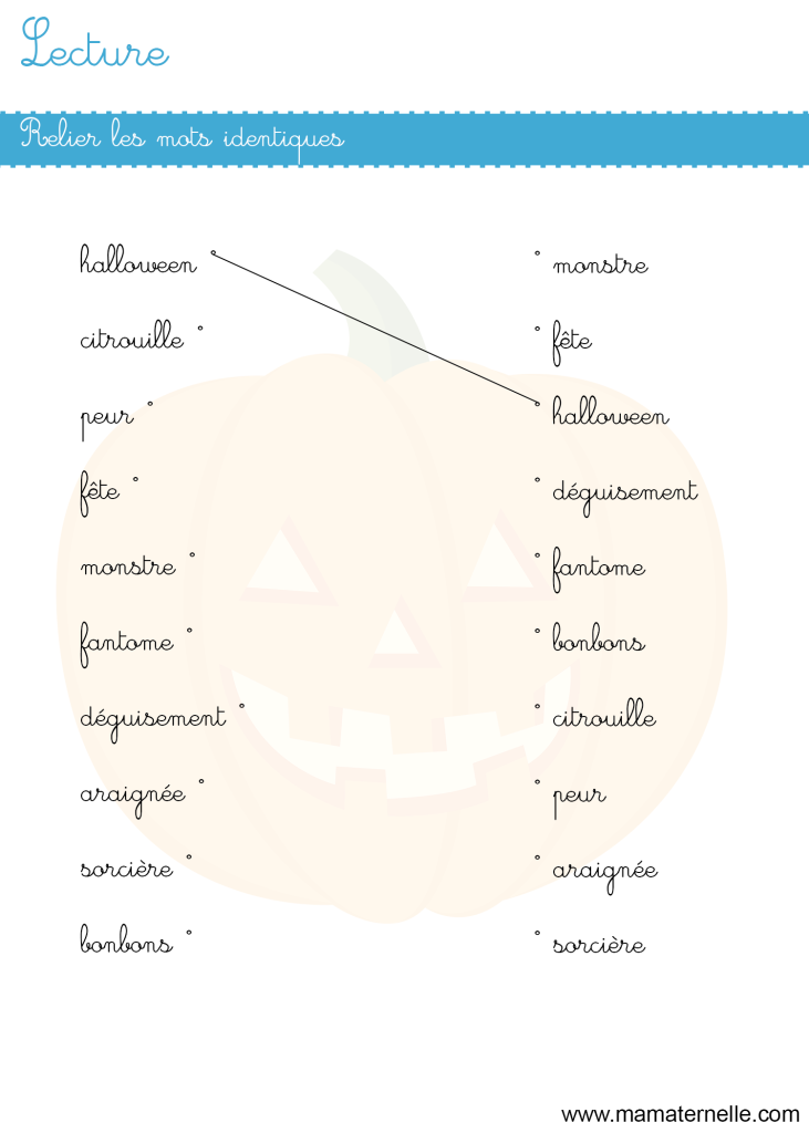 Grande section - Lettres : relier les mots identiques