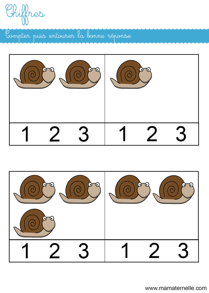 Petite section - Chiffres : compter puis entourer le chiffre