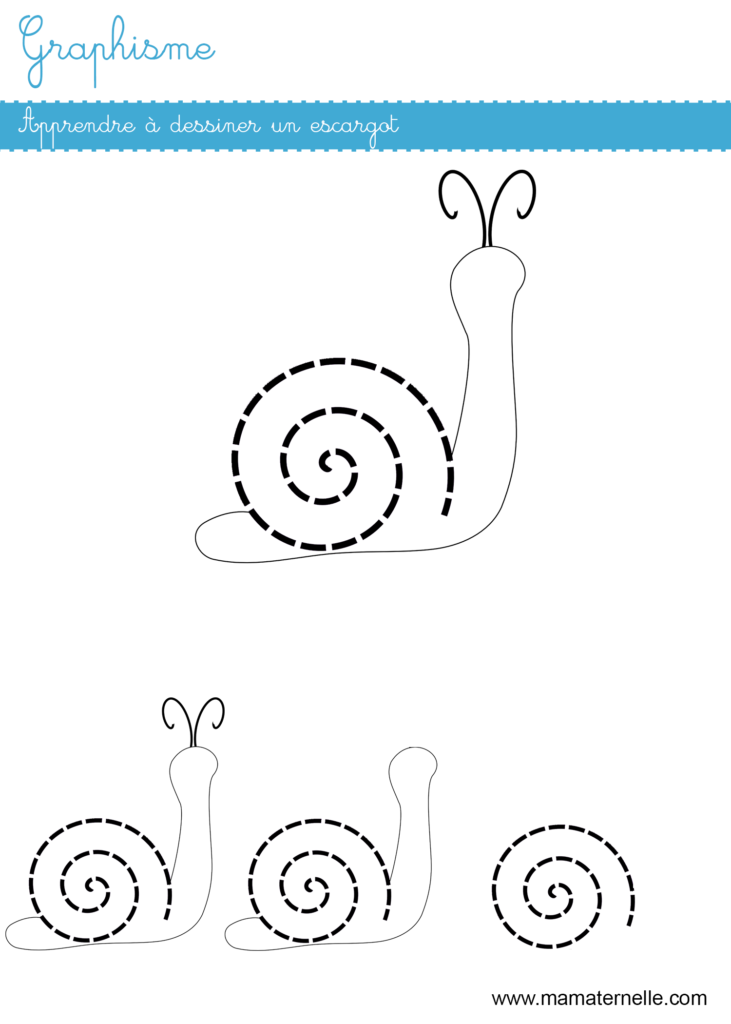 Moyenne section - Graphisme : apprendre à dessiner un escargot