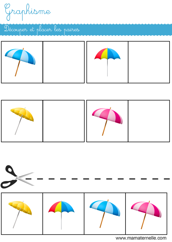 Petite section - Graphisme : découper et coller les paires