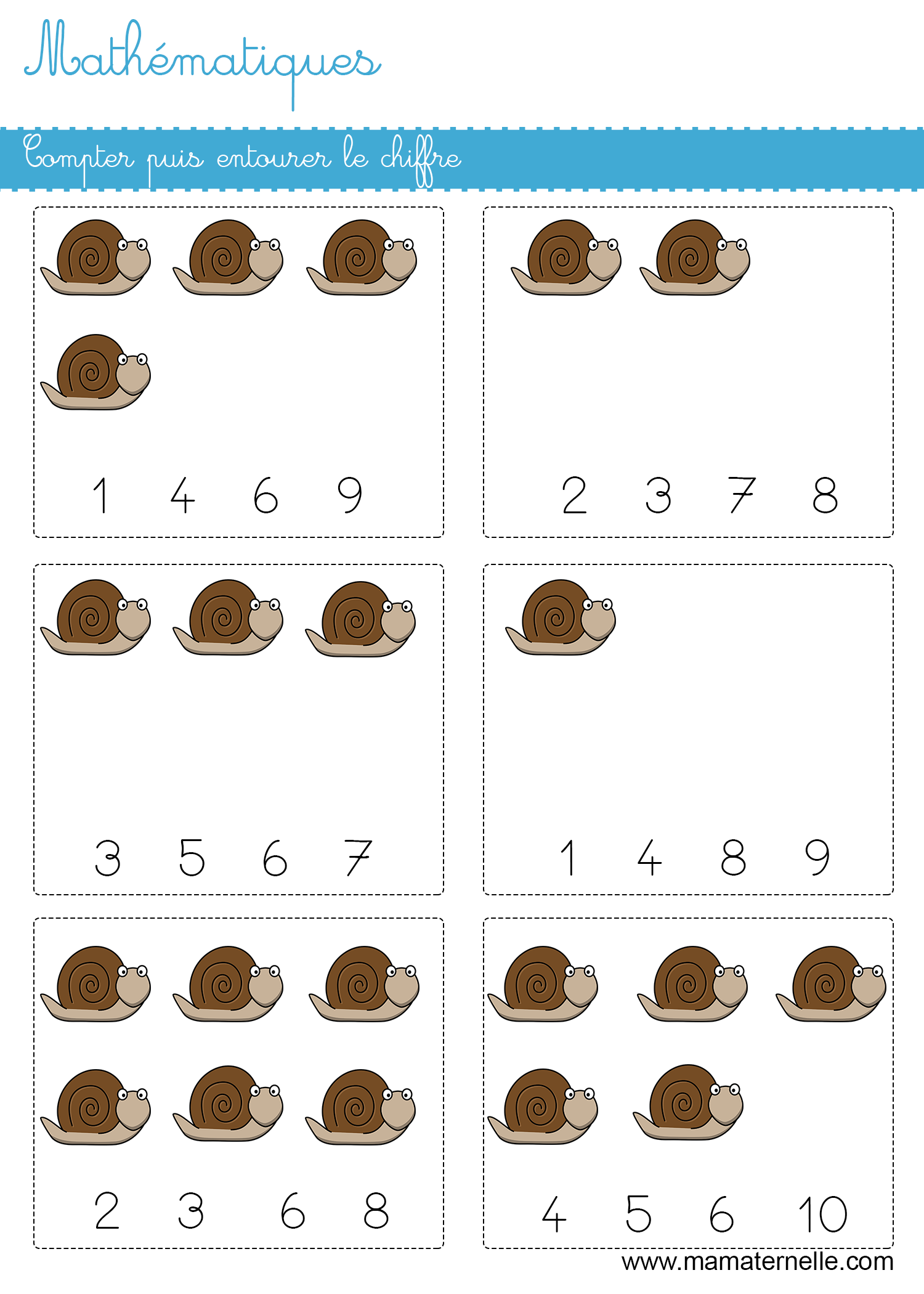 Mathématiques Compter Puis Entourer Le Chiffre Ma Maternelle