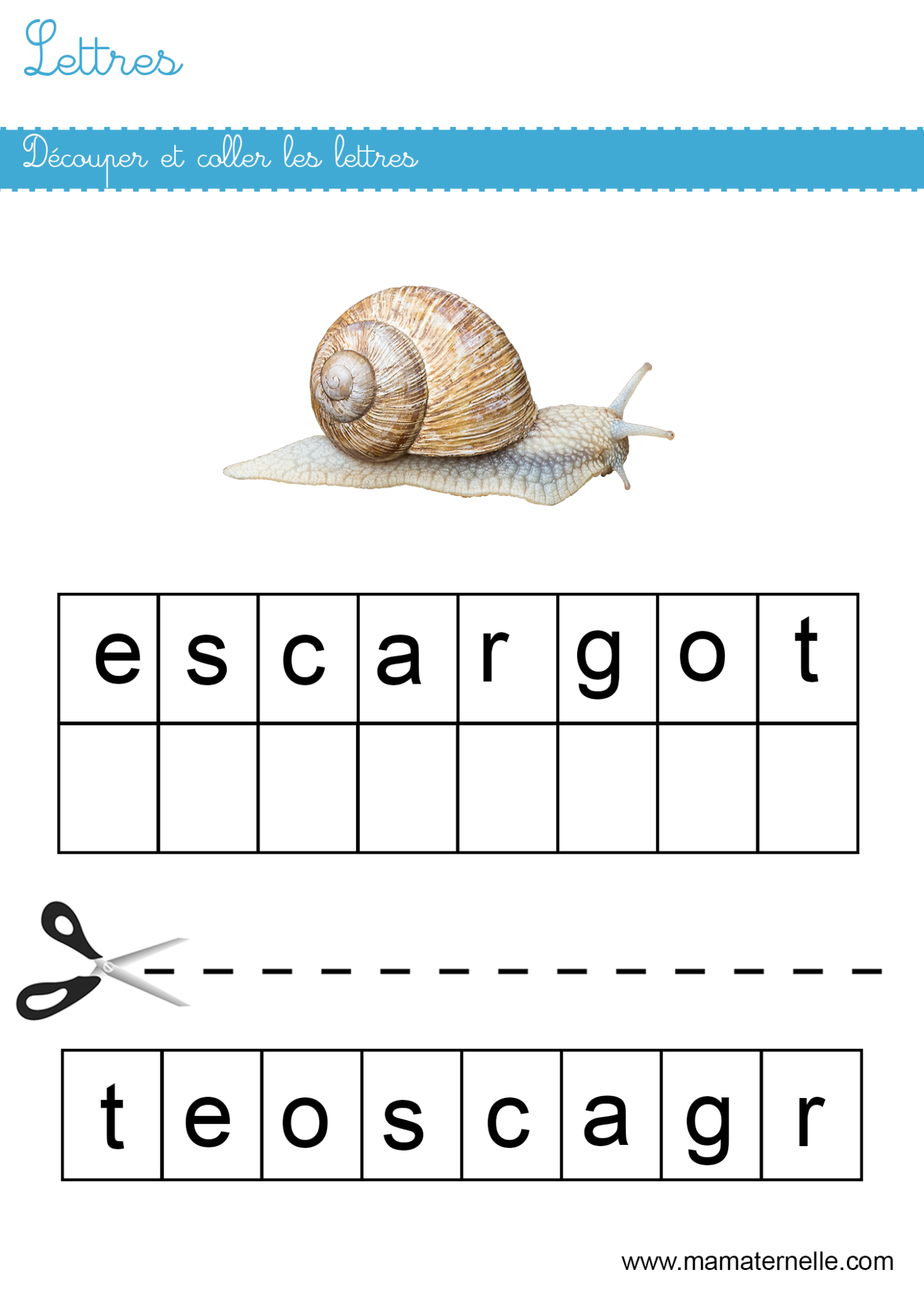 Lettres découper et coller les lettres Ma Maternelle