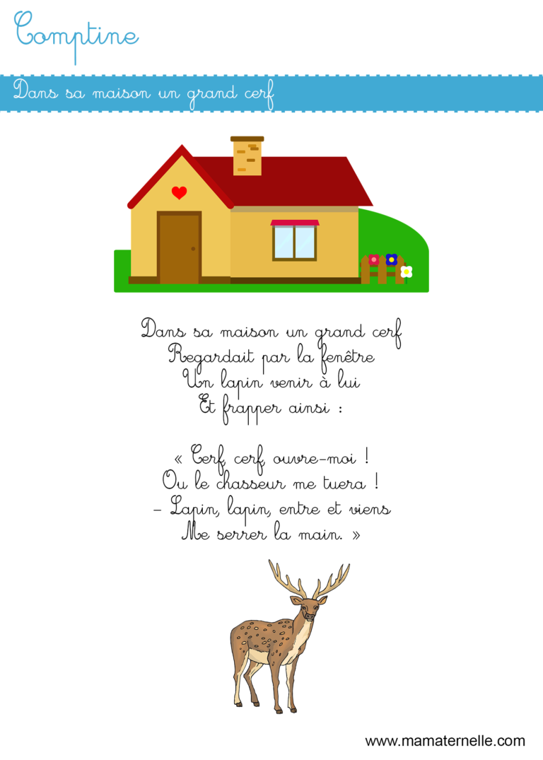 Comptine  un grand cerf  Ma Maternelle
