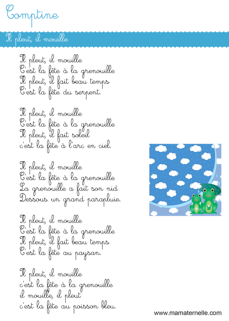 Activités - Comptine : il pleut, il mouille