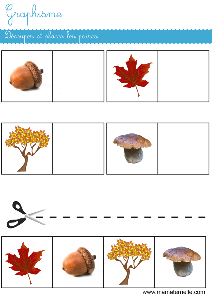 Petite section - Graphisme : découper et placer les paires