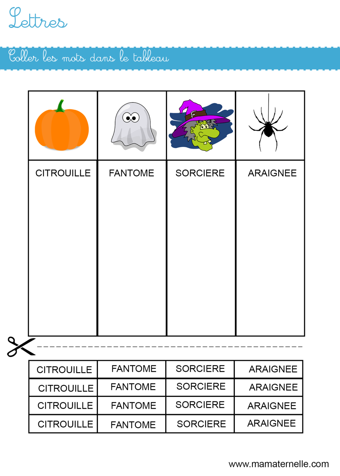Lettres : coller les mots | Ma Maternelle