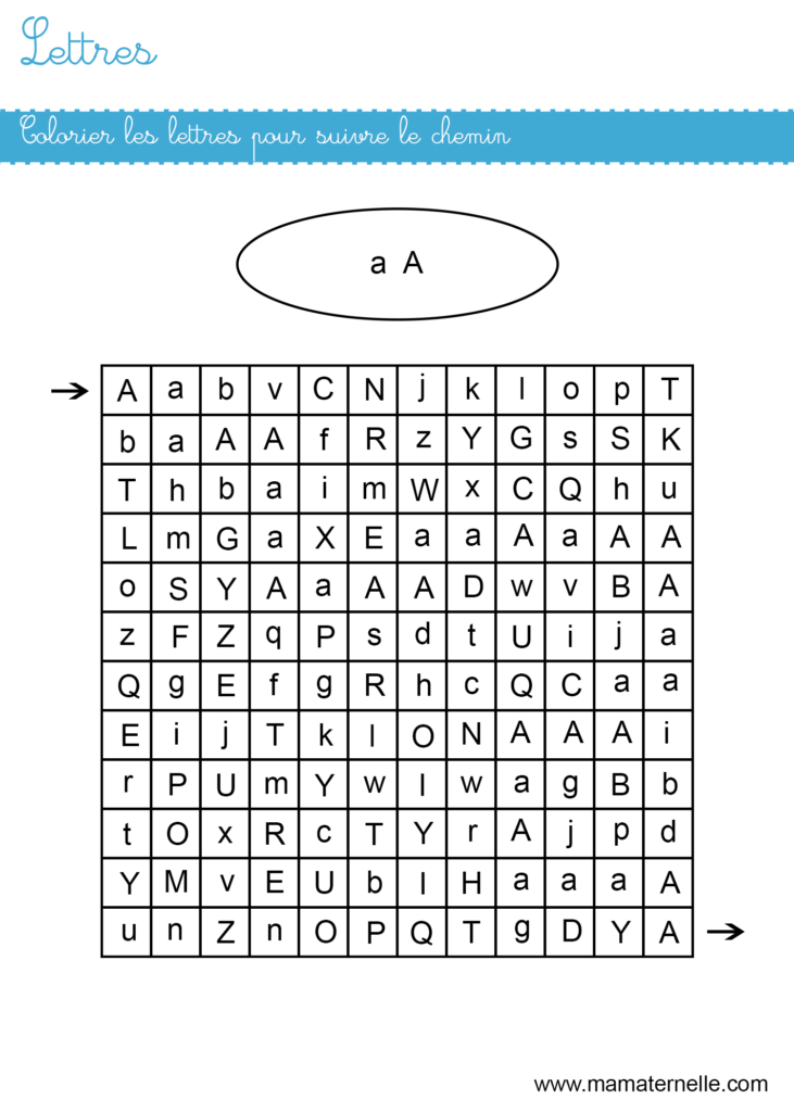 Moyenne section - Lettre : chemin de lettres