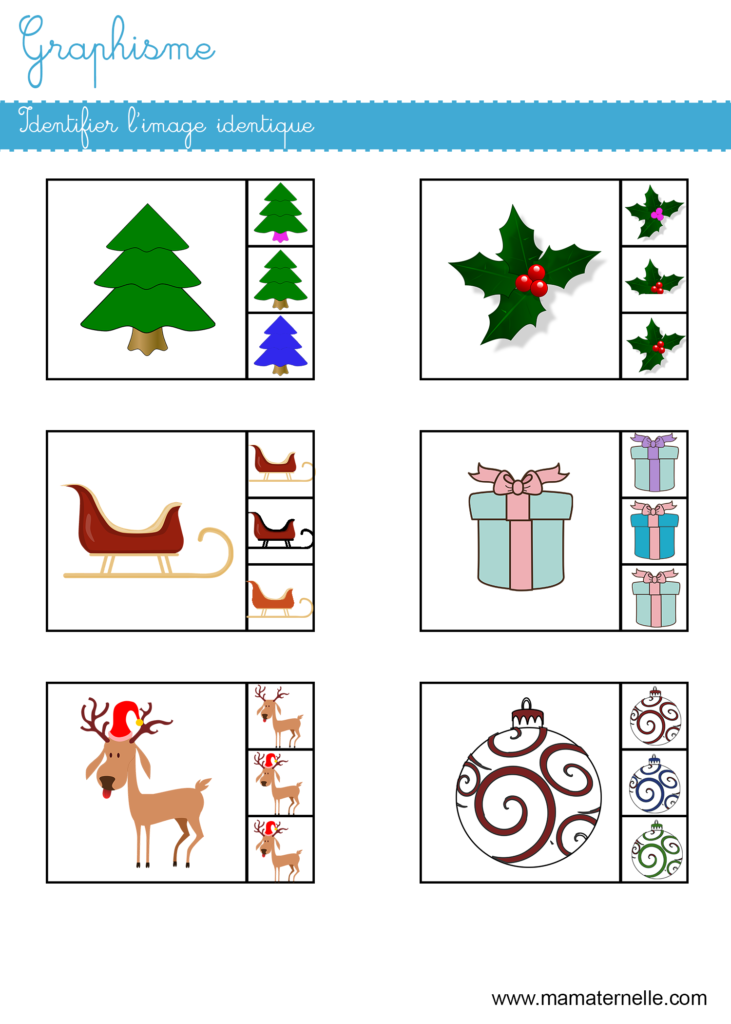 Petite section - Graphisme : identifier l’image identique