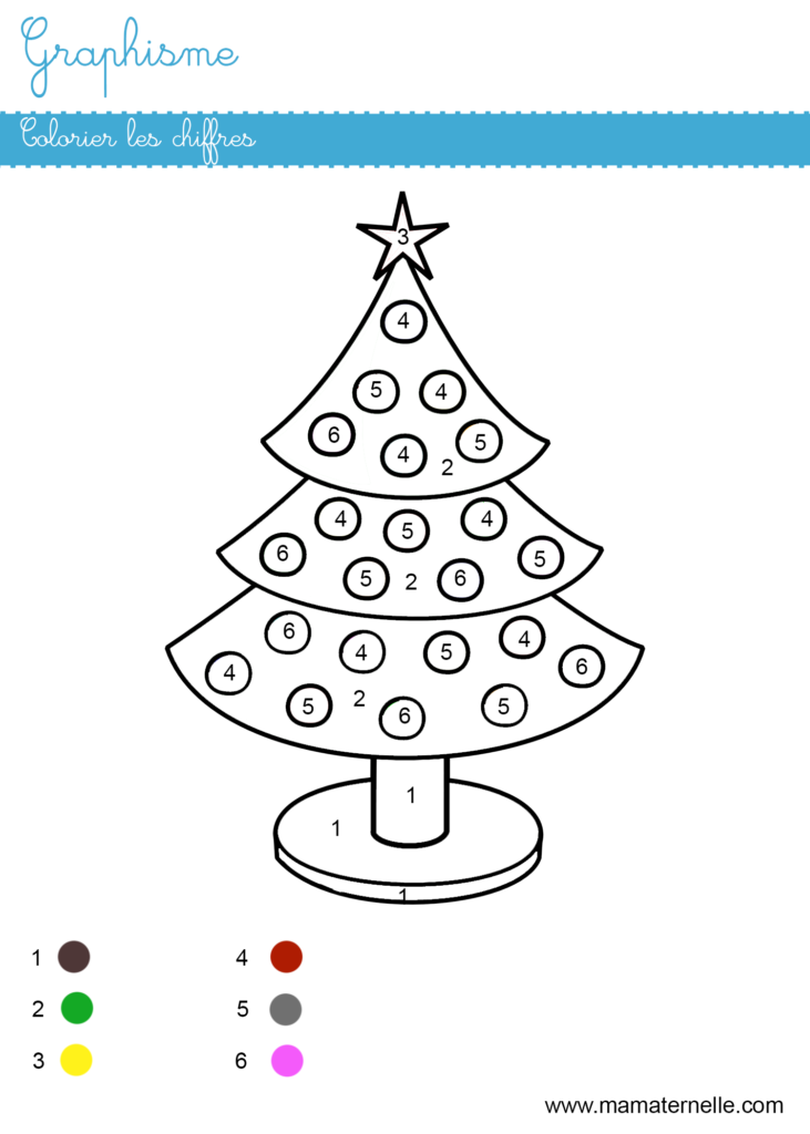 Moyenne section - Graphisme : colorier les chiffres