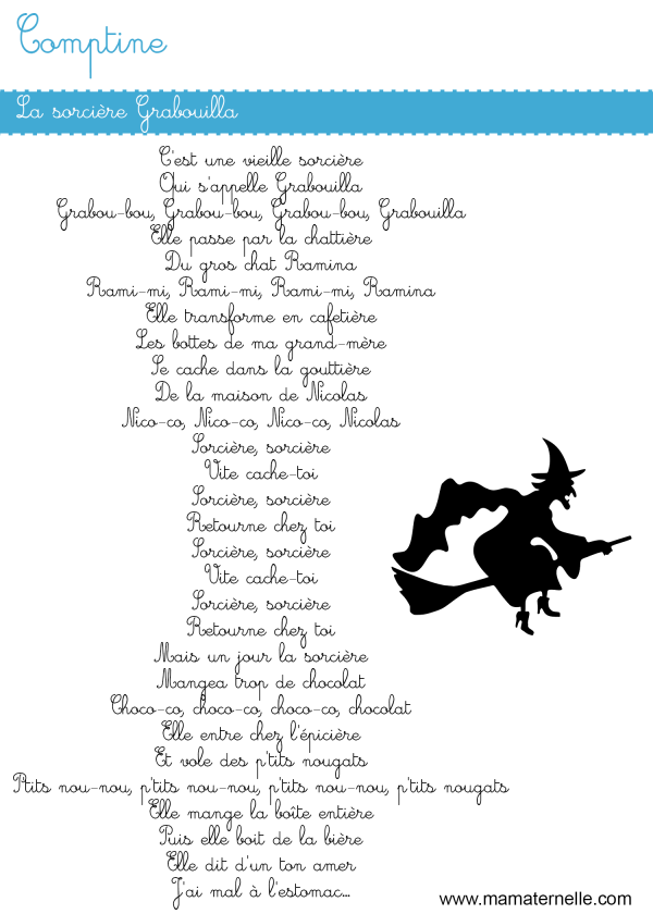 Comptine la sorcière Grabouilla Ma Maternelle