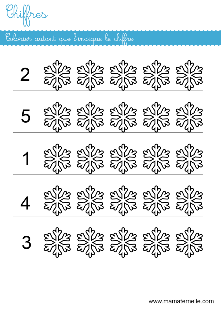 Petite section - Chiffres : colorier autant que le chiffre