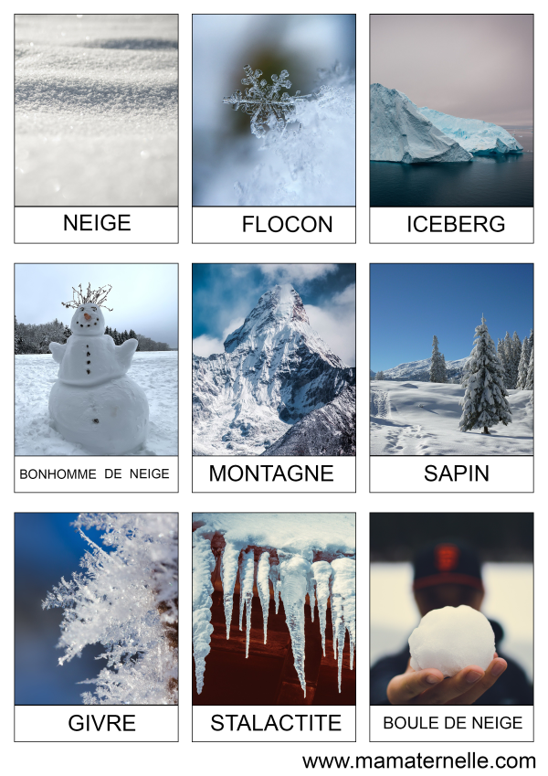 Cartes de nomenclature : Hiver - Ma Maternelle