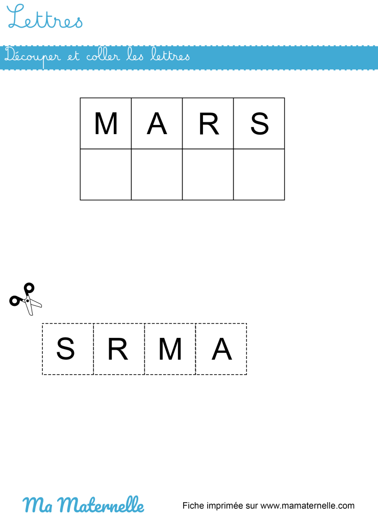 Petite section - Lettres : découper et coller les lettres