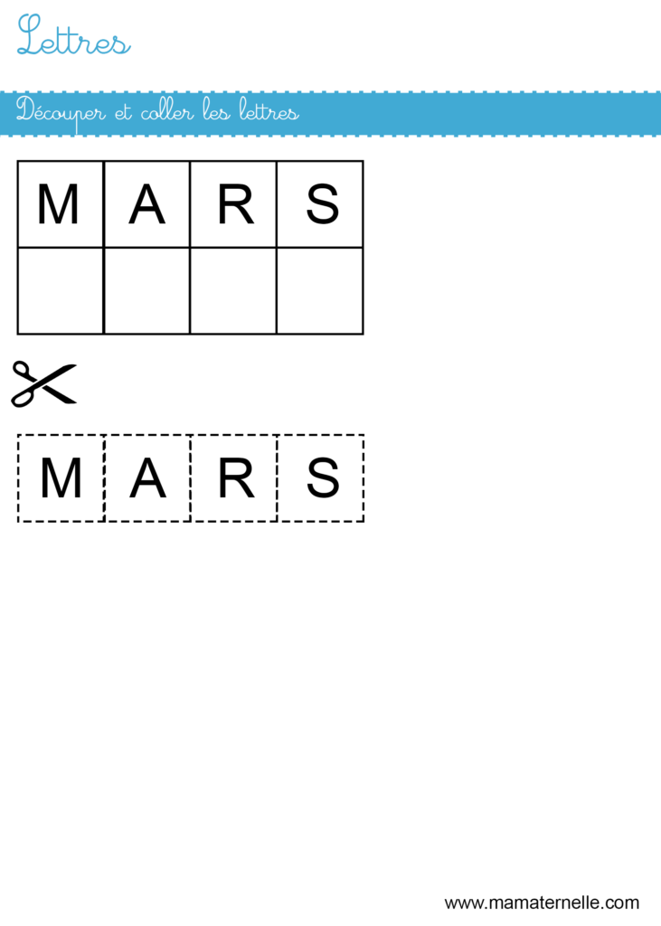 Petite section - Lettres : découper et coller les lettres