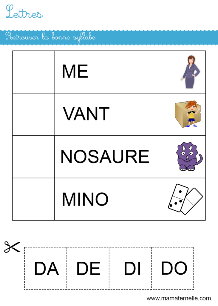 Grande section - Lettres : retrouver la bonne syllabe