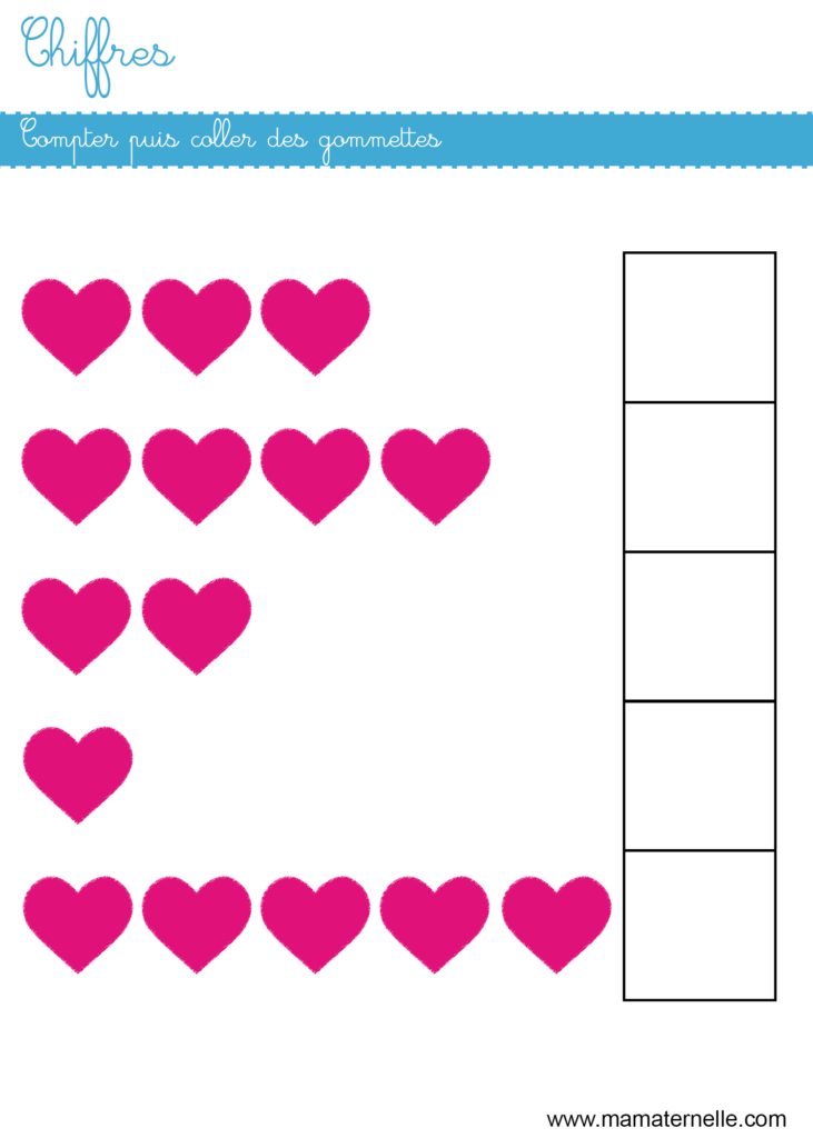 Petite section - Chiffres : compter puis coller des gommettes