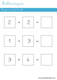 Grande section - Mathématiques : compter puis écrire le total