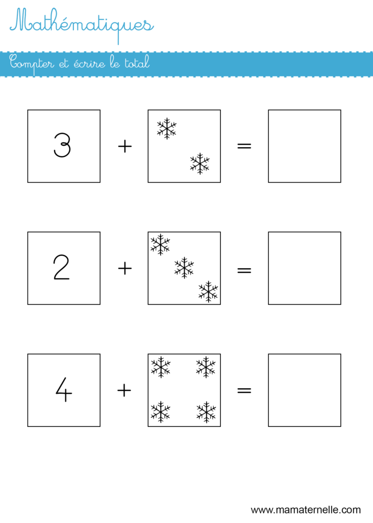 Grande section - Mathématiques : compter puis écrire le total