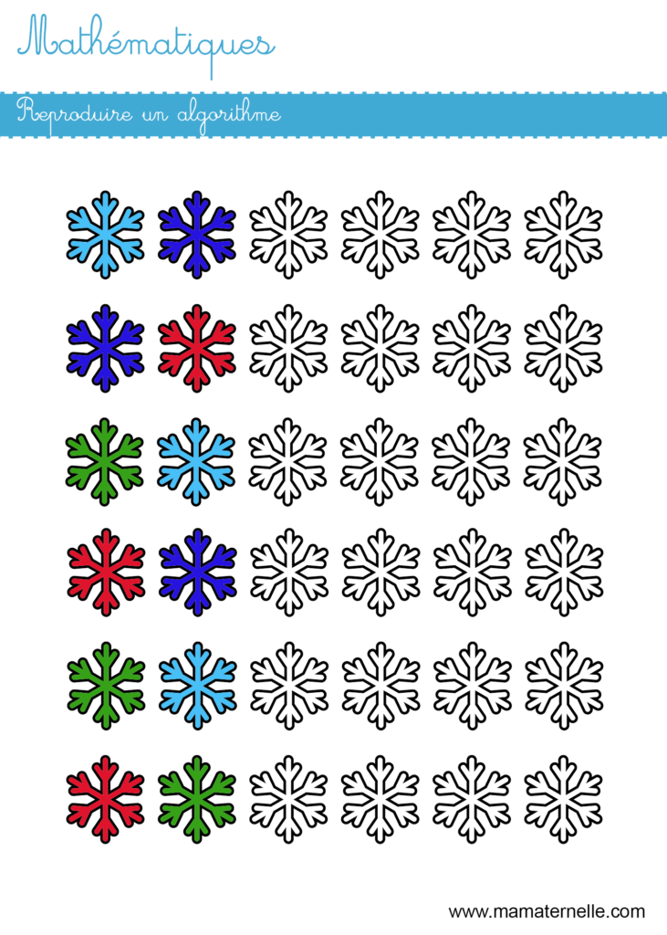 Grande section - Mathématiques : reproduire un algorithme