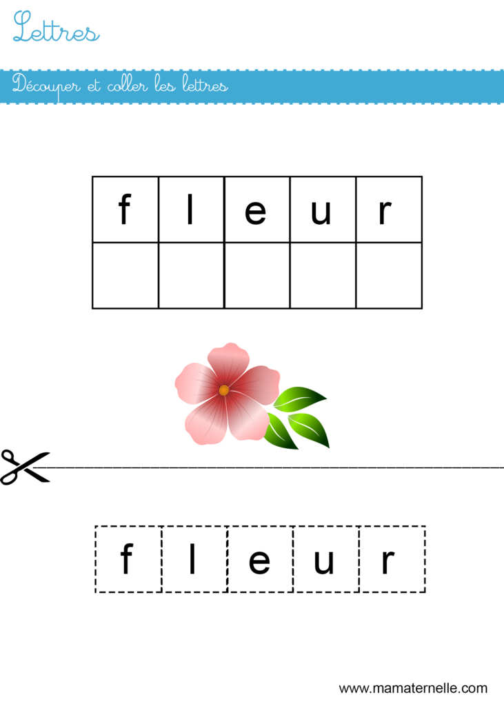 Moyenne section - Lettres : découper et coller les lettres