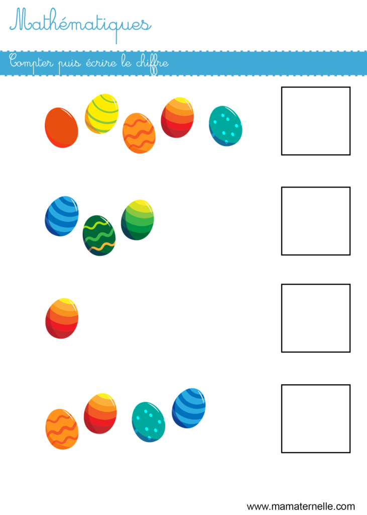 Moyenne section - Mathématiques : compter puis écrire le chiffre