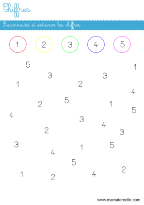 Reconnaître des chiffres de 1 à 3 - Exercices et activités en petite section