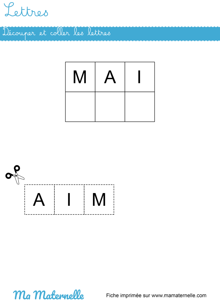 Petite section - Lettres : découper et coller