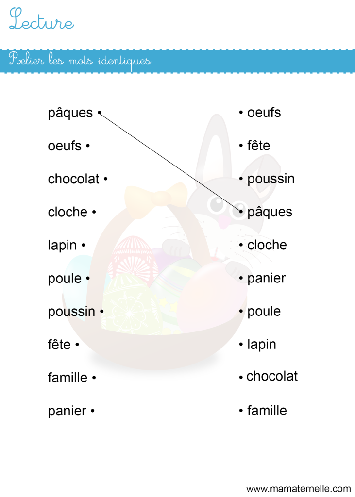 Grande section - Lettres : relier les mots identiques