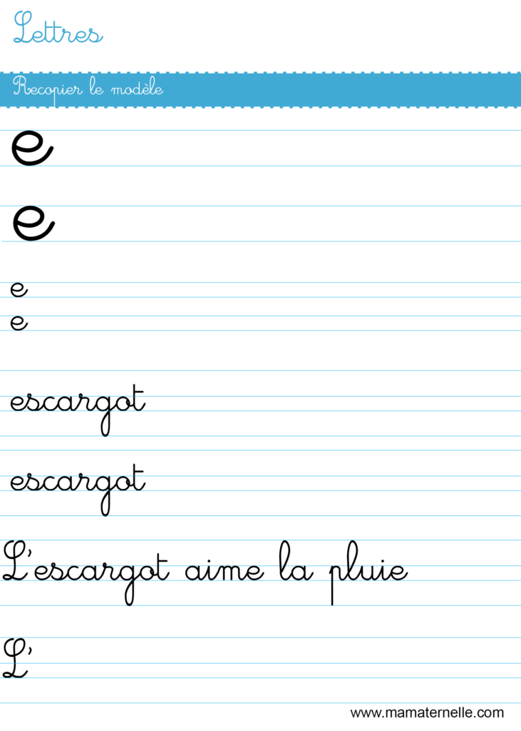 Grande section - Lettres : recopier le modèle