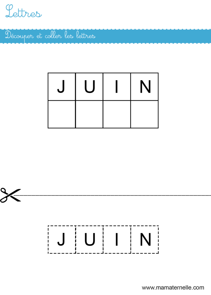 Petite section - Lettres : découper et coller les lettres