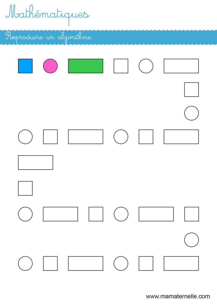 Moyenne section - Mathématiques : reproduire un algorithme