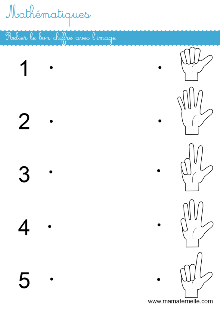 Moyenne section - Mathématiques : relier le bon chiffre avec l’image