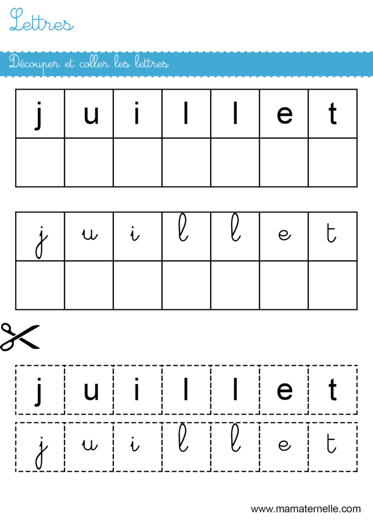 Grande section - Lettres : découper et coller les lettres